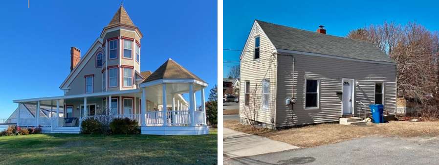 A victorian home by the sea and a small clapboard cape