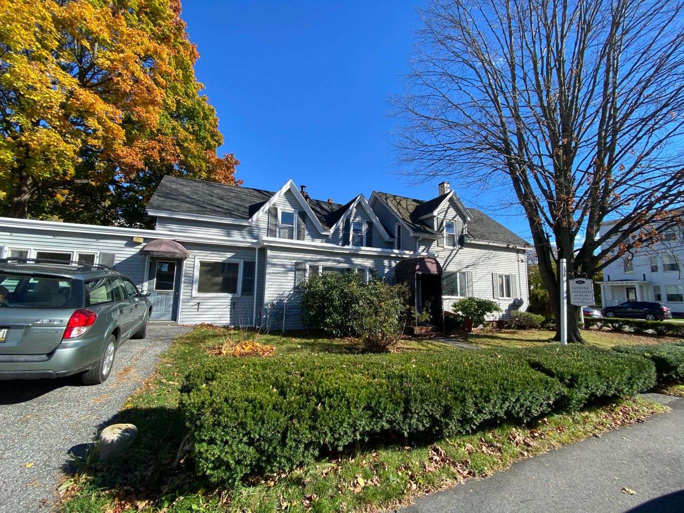 house and car and lawn