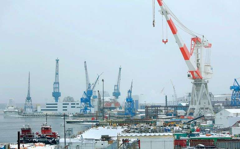 shipyard with cranes