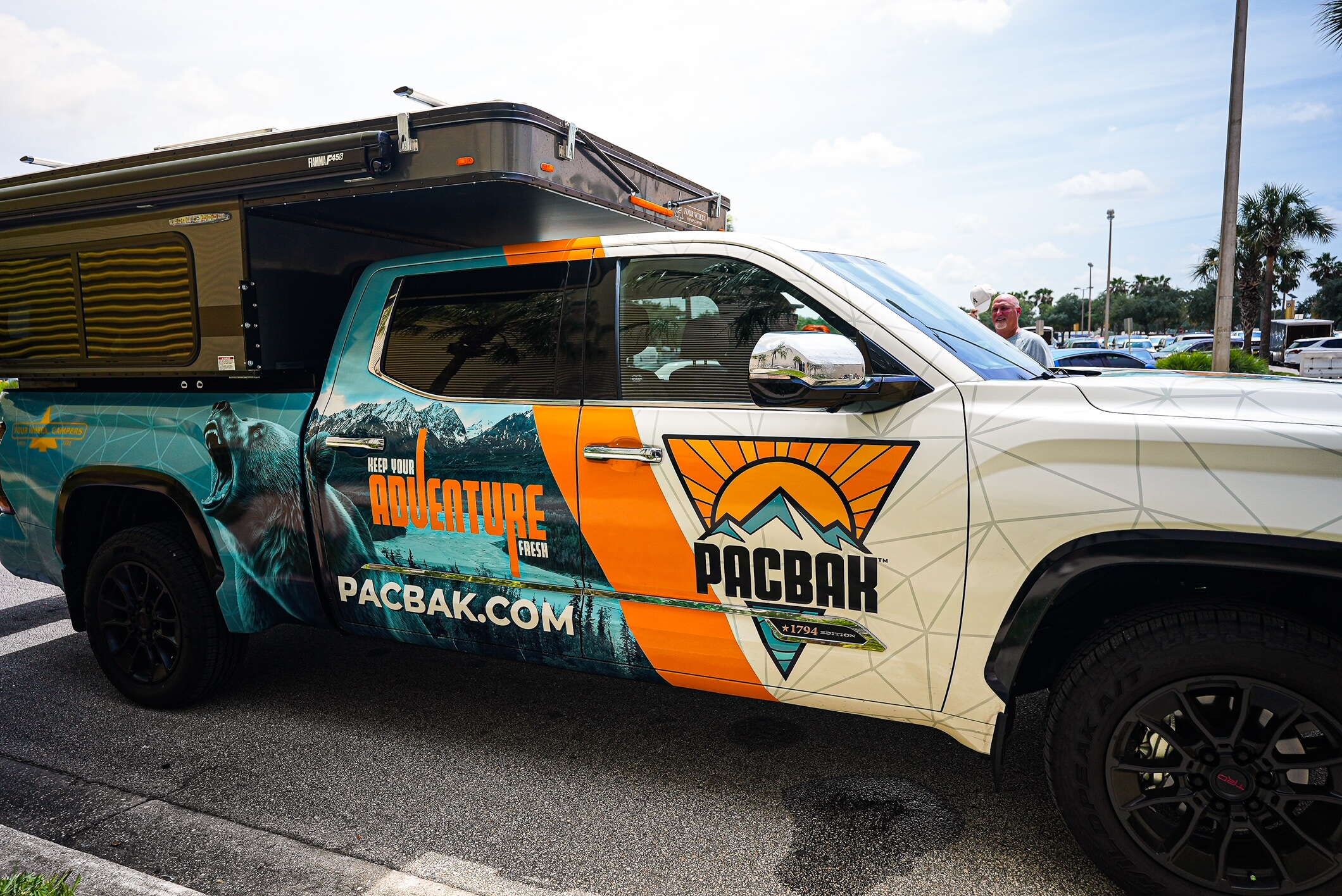 truck with ad banner