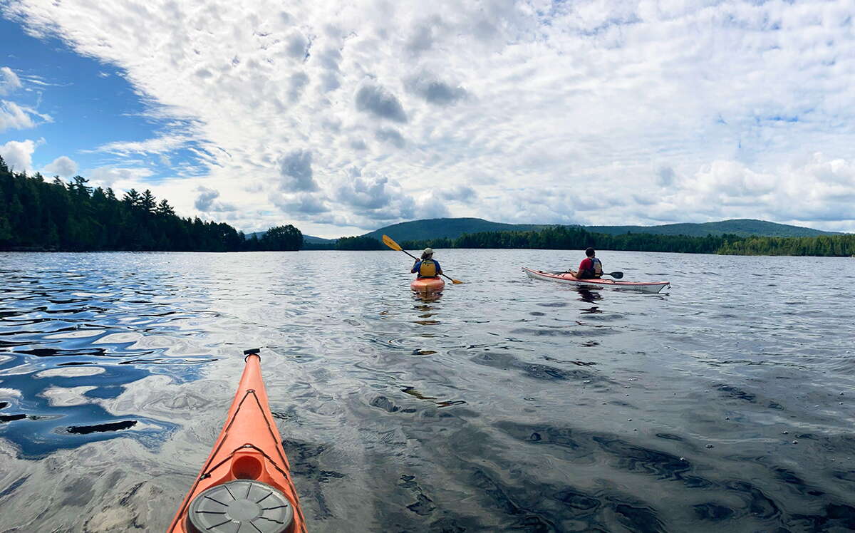 lake with kayaks