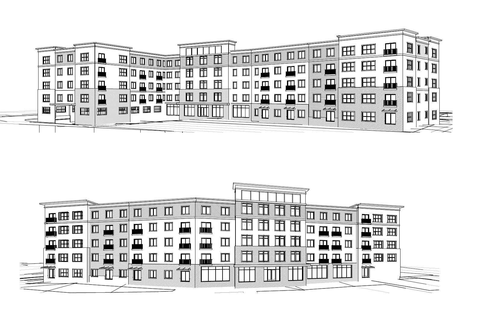 line drawings of big buildings