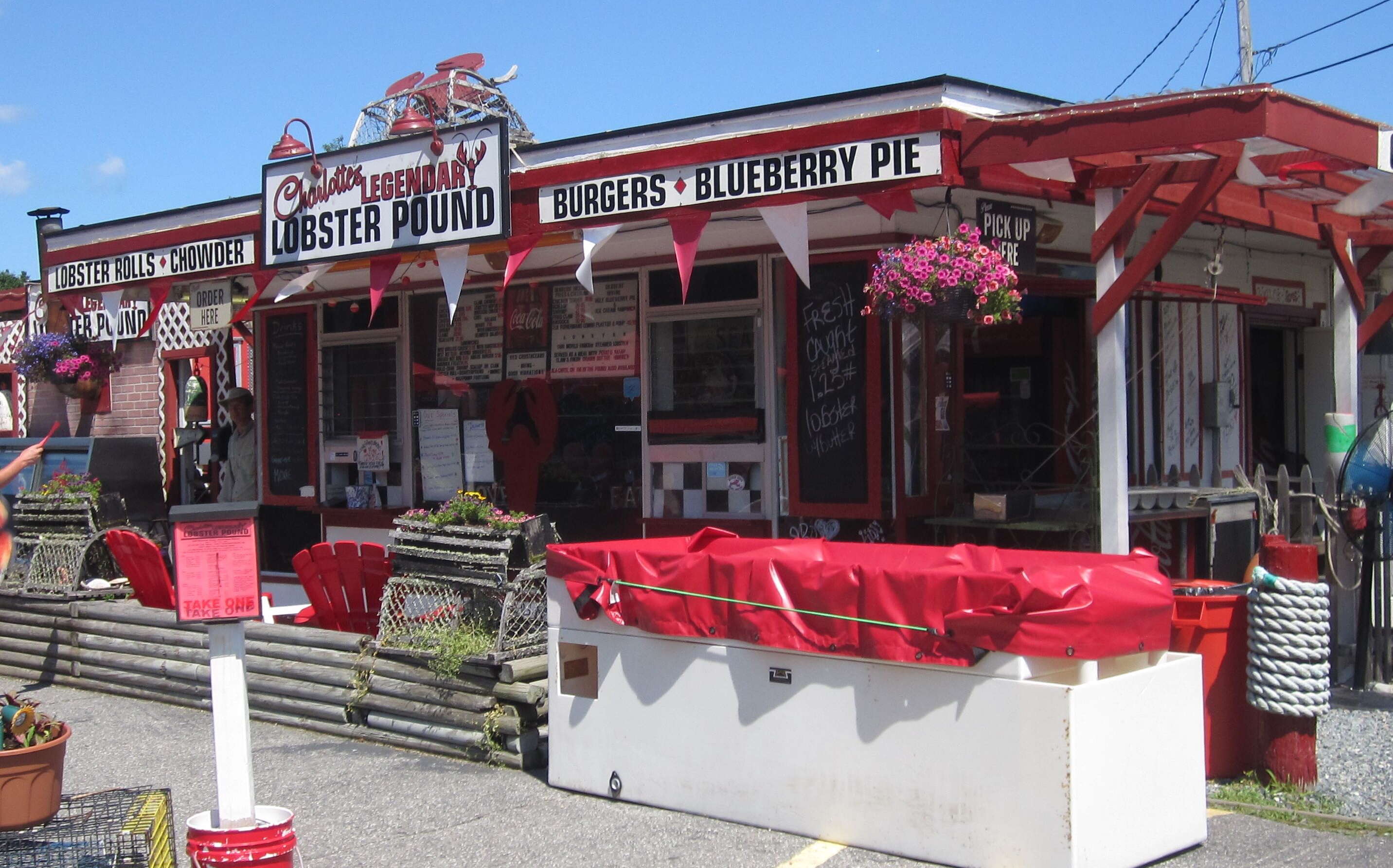 Charlotte's is a takeout restaurant with lots of red decor.