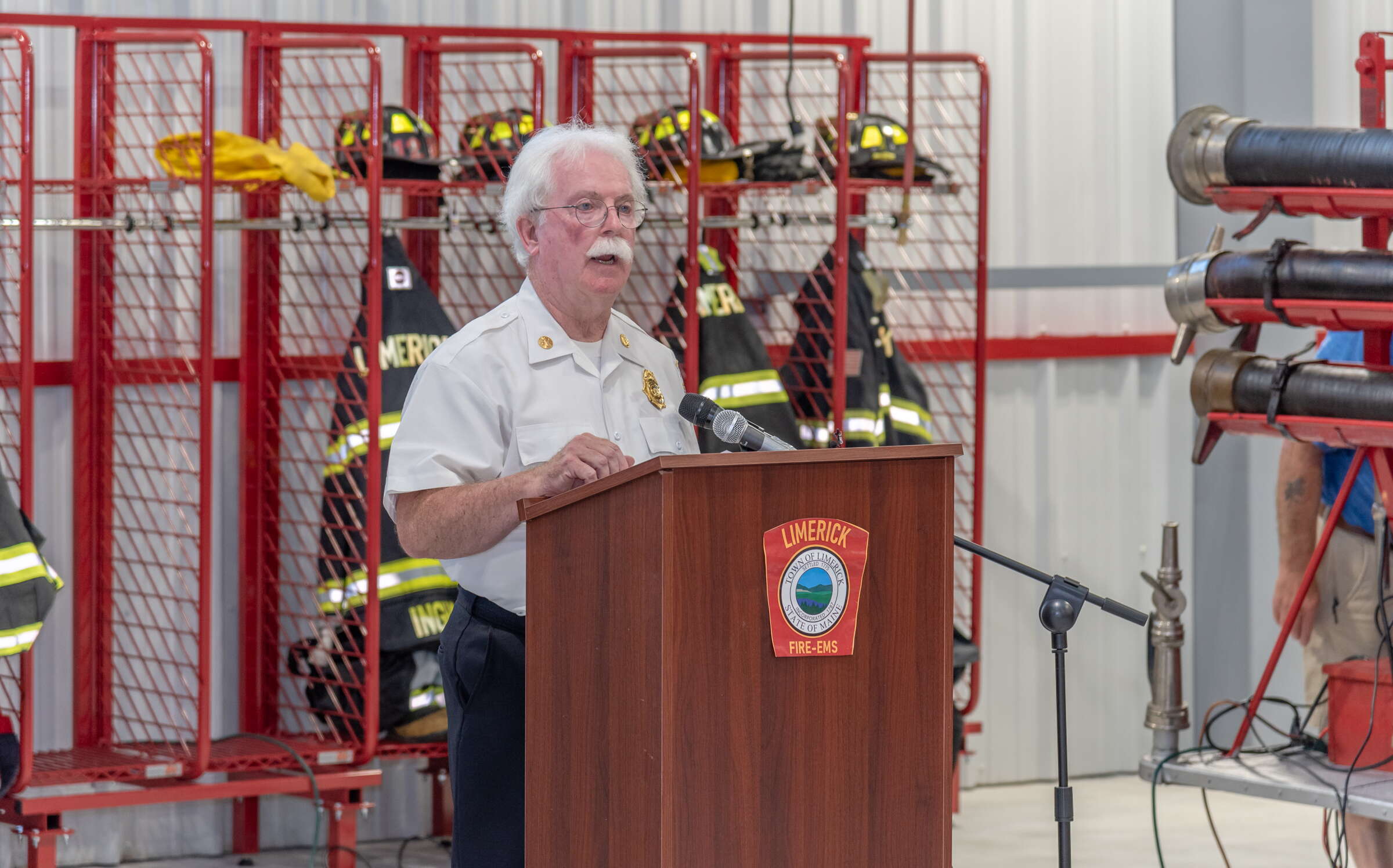 Limerick fire chief speaks in the new station.