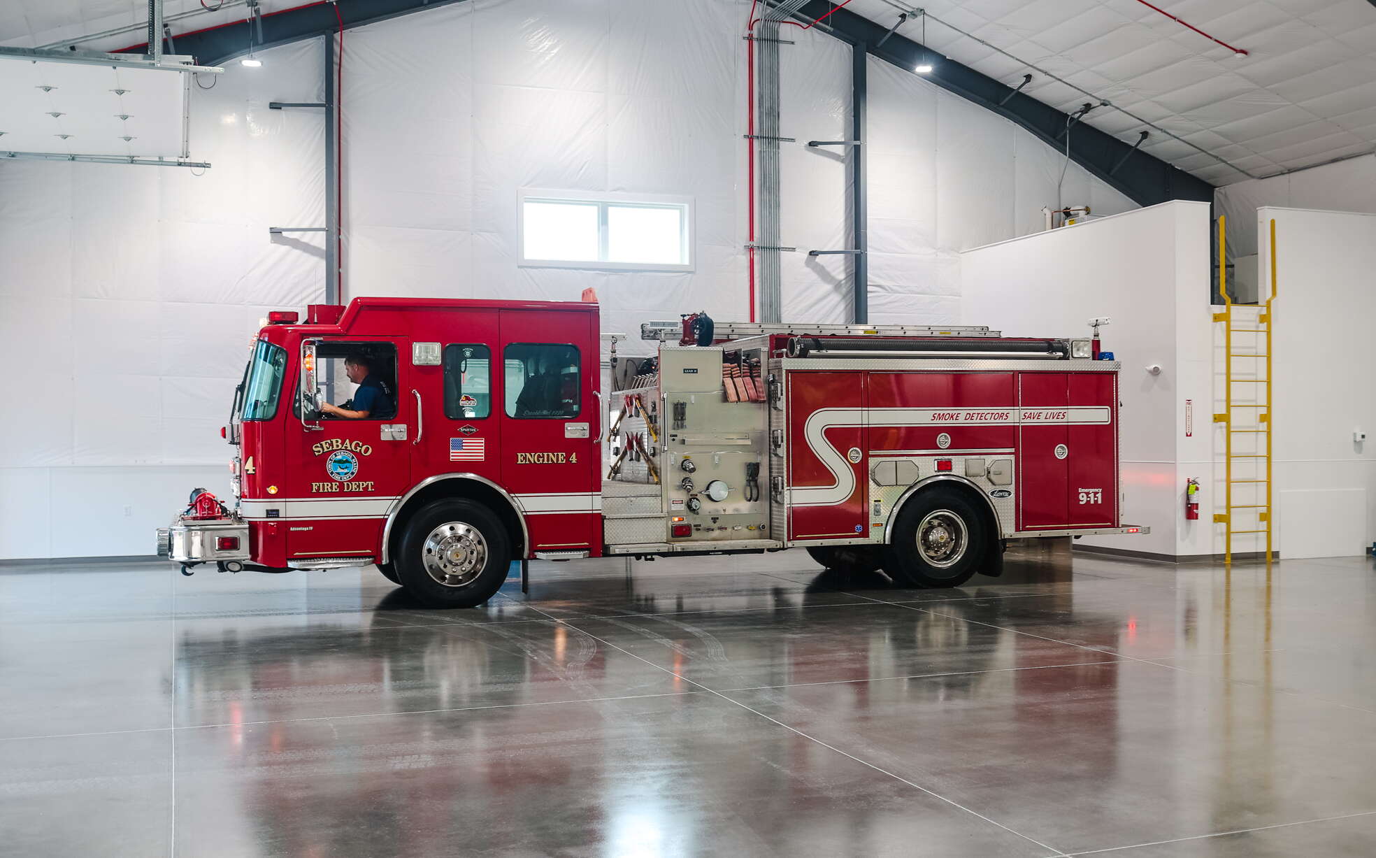 Sebago's fire station is new.