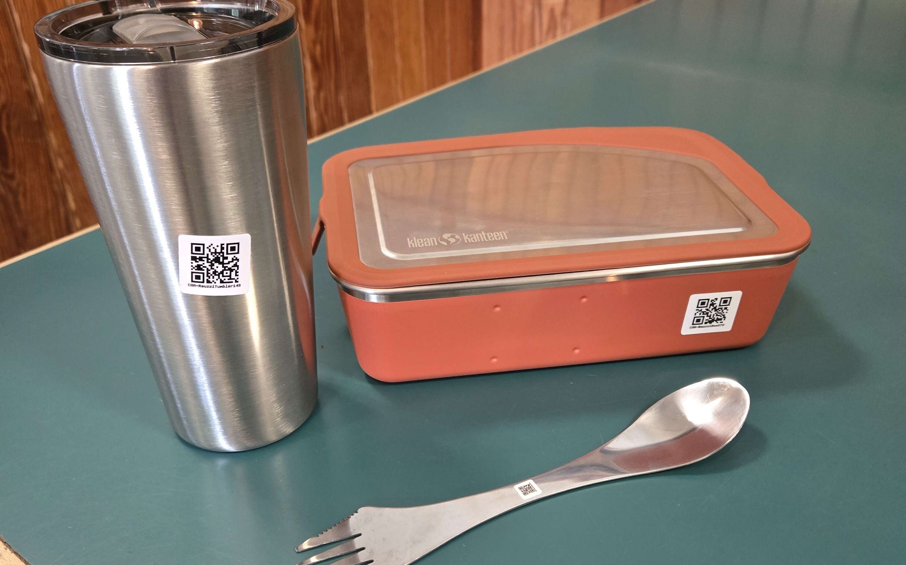 Foodware has QR codes on them.