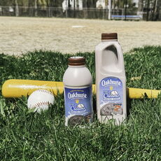 Oakhurst milk products and a baseball bat