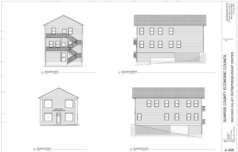 drawings of 4 building views