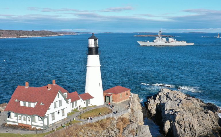 ship and lighthouse