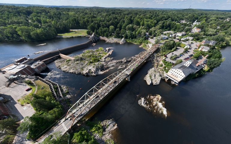 Aerial view of a bridge 