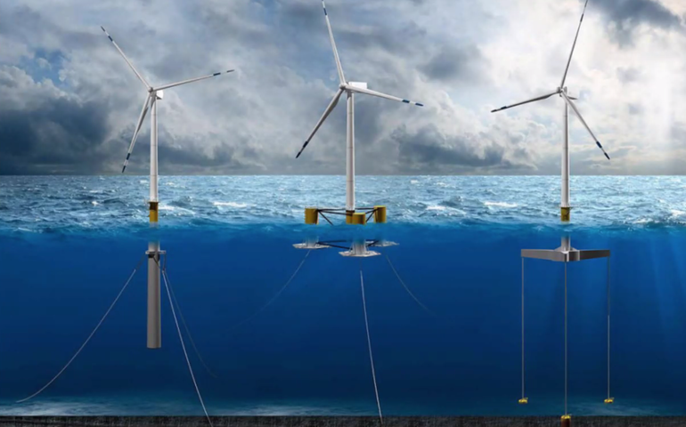 illustration of 3 turbines in water