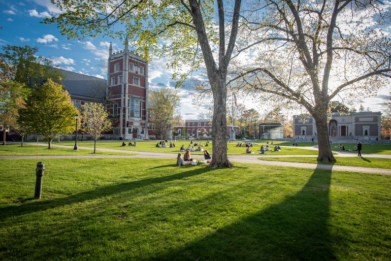 Bowdoin campus in spring 