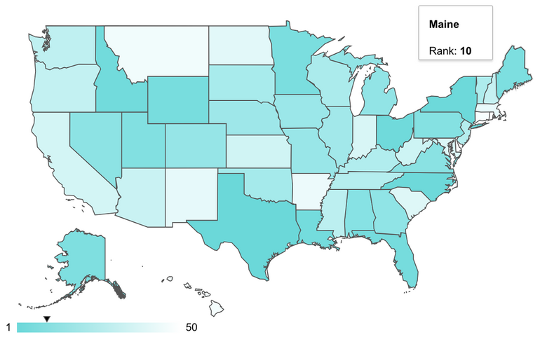 WalletHub map of United States