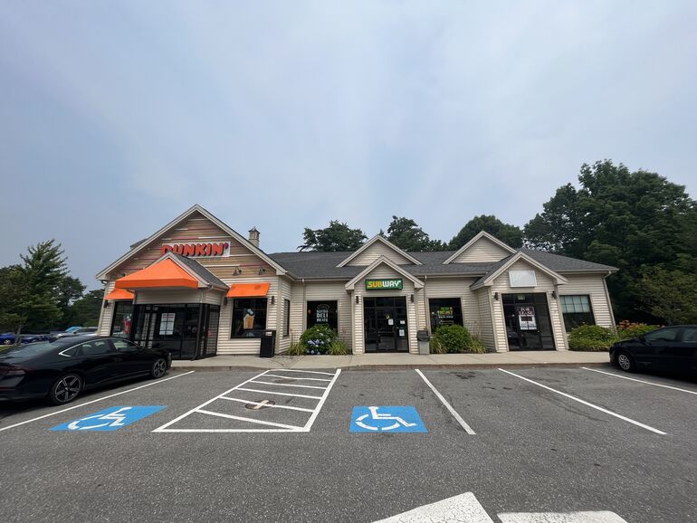 retail buildings and parking lot