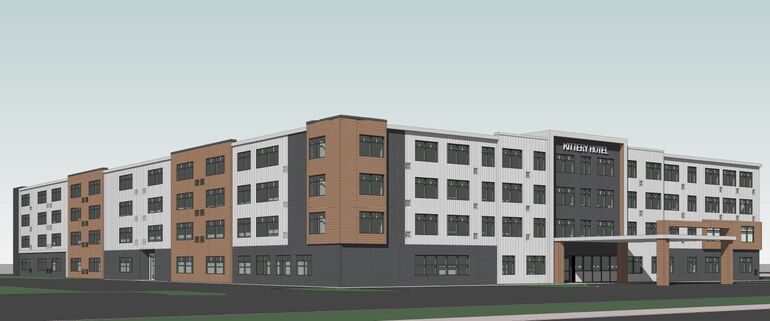 rendering of big building with different colors