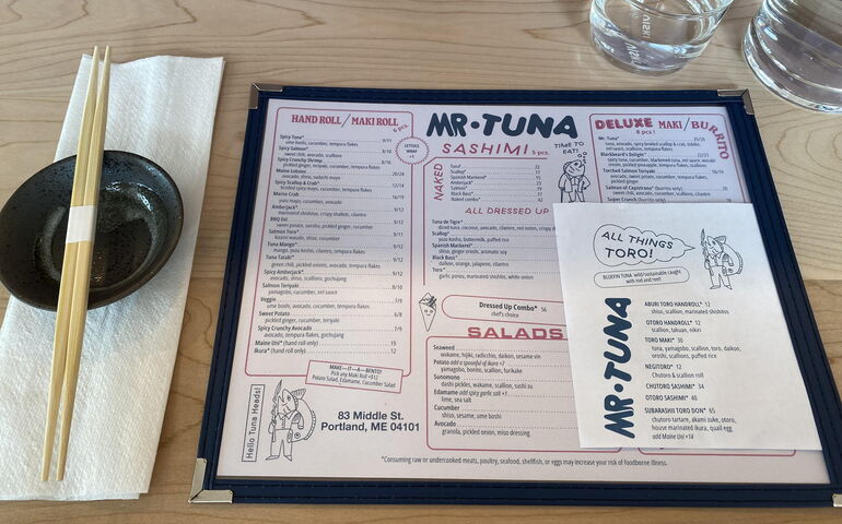 Mr.Tuna menu and chopsticks