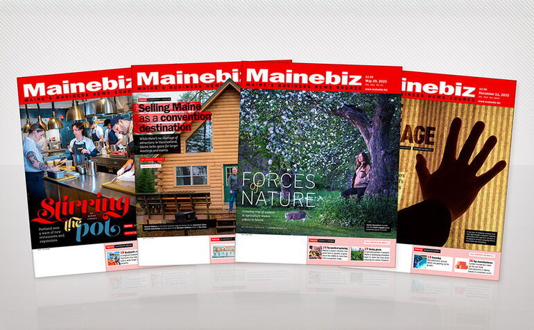 Four award-winning Mainebiz print covers.