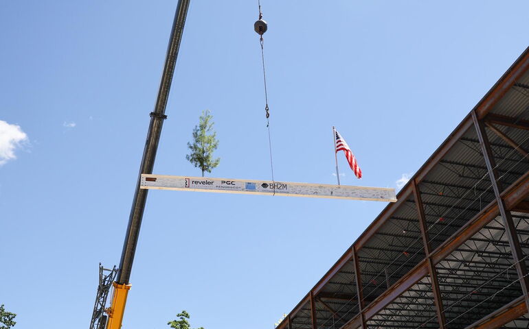 A beam is lifted up.