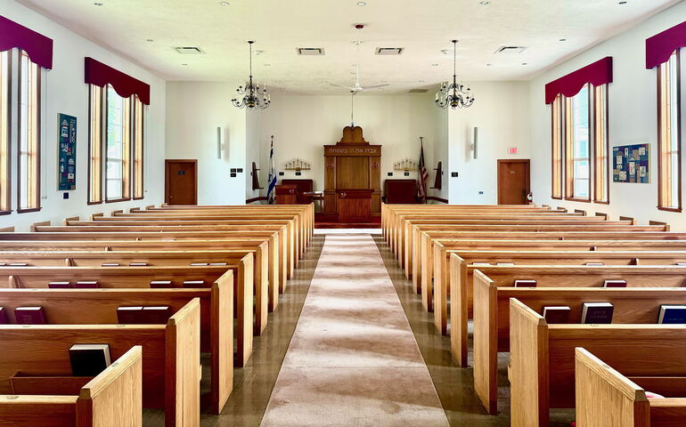 The inside of Beth Israel has renovated furnishings.