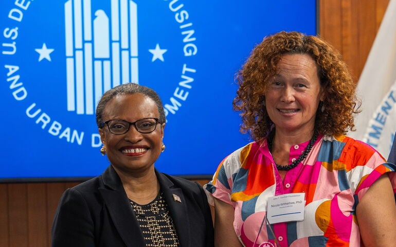 Two people are part of a Gorman Foundation presentation.