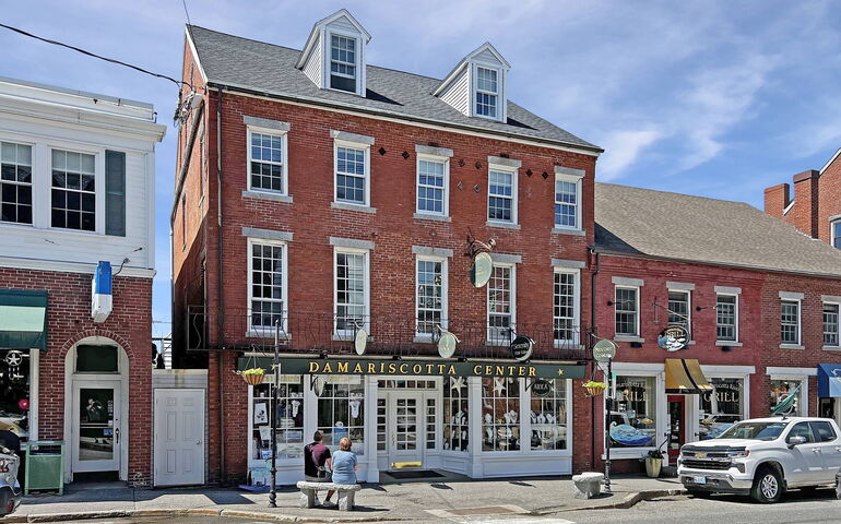 An old brick building is in Damariscotta's downtown.