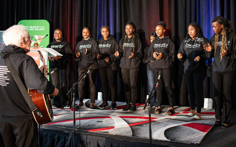 Multinational Girls Chorus on stage